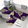 Juego de tres piezas para baño y WC Amazon transfronterizo, alfombrilla absorbente para suelo de baño, alfombrilla decorativa para WC de mármol de franela