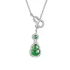 Collar Folu Doble Todo Plata de Ley 925 para Mujer Nuevo Estilo Chino Marea Nacional Jade Material Peligroso Natural Cadena para Clavícula Colgante de Calabaza