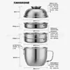 Yajian Acero Inoxidable Engrosado Taza para Comida Rápida Redonda Fiambrera para Oficinistas Gran Capacidad Bol para Fideos Instantáneos Bol para Arroz de Comedor