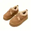 Zapatos Birkenstock de suela gruesa para mujer, con forro de felpa, engrosados, cálidos, zapatos de suela de frijol, nuevo estilo 2026, botas de nieve de invierno, zapatos de algodón, zapatos peludos