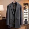Forro de plumón de ganso removible Abrigo exterior de lana de doble cara Cortavientos para hombre Otoño e Invierno Abrigo de lana de longitud media Chaqueta casual de negocios para hombre