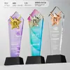 Novo Troféu de Cristal Colorido Celebração Corporativa Honra Presente de Alto Padrão Acessórios Metálicos Tridimensionais 3D Medalha Atacado