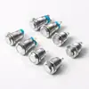 Interruptor de botão de metal 12mm auto-retorno toque pé de rosca redondo pé de solda interruptor de travamento automático botão para equipamentos pequenos