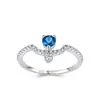 Anillo de Plata de Ley S925 Nuevo Zirconia Azul Cielo para Mujer Simple Retro Gama Alta Diseño Geométrico Anillo para Dedo Índice