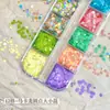 Lentejuelas Mosaico de Lunares de Macarrón Iridiscentes para Uñas, Lunares Redondos Láser Coloridos, Tamaños Mixtos, Decoraciones Versátiles para Uñas