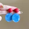 Pendientes Circulares Azul Nebuloso Estilo Hong Kong para Mujer, Nuevos Pendientes Blancos Super Retro Estilo Chino, Pendientes Exagerados de Diseño de Nicho