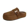 Estación Europea Cubre Cabeza Retro Pantuflas para Mujer 2026 Nuevo Otoño Invierno Versátil Casual Lana de Cordero Suela de Piel Pantuflas Birkenstock