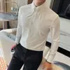 Nova Camisa Masculina de Manga Longa 2026 Primavera/Outono Slim-Fit Branca com Toque de Luxo, Moda Masculina, Luxo Leve