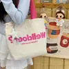 Bolso de lona de estilo coreano con diseño de dopamina para niñas, bolso tote de gran capacidad con cordón, bolso de hombro ligero para el día a día