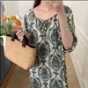 Nova camisola de manga curta estilo chinês para mulheres, roupa de casa fina de algodão e seda para o verão, pode ser usada fora, camisola de algodão e seda, atacado de fábrica
