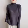 Suéter de canalé para mujer con cuello alto medio, nuevo estilo otoño/invierno 2025, top de punto para capa interior, pieza única para dropshipping
