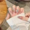 [Spread Rose] Púrpura Suave Puro Púrpura Dispuesto Tinte Arte de Uñas Armadura Desgastada a Mano Diamante Flash Parche Blanco Largo