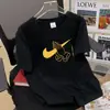 Camiseta de Manga Corta Marca de Moda Camiseta para Hombre Talla Grande para Hombre Holgada Cuello Redondo Estampada Estilo Coreano Top de Moda Ins Comercio Exterior Transfronterizo