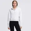 Top Deportivo Otoño Invierno para Mujer Manga Larga Media Cremallera Cuello Alto Polar Grueso Sudadera Deportiva Yoga Chaqueta de Algodón Cálida