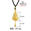 Collar de la Fortuna con Forma de Calabaza con Colgante de Borla Chapada en Oro, Joyería de Estilo Antiguo de Oro de Arena Vietnamita, Unisex, Mismo Estilo que en la Transmisión en Vivo, Estilo Chino
