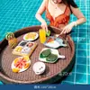 Bandeja Flutuante para Piscina de Villa Casual Prato de Jantar para B&B de Celebridade da Internet Café da Manhã Hotel Chá da Tarde Cesta de Rattan