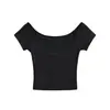 Top Corto de Verano de Lyocell con Cuello Profundo en U y Mangas Cortas, Estilo Hot Girl, Nuevo Estilo, Versátil, para Usar en Capas