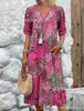 Amazon 2024 - Vestido informal de verano con cuello en V y estampado europeo y americano para mujer, servicio a domicilio, comercio exterior