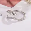 Anillo Abierto Único con Forma de Serpiente y Circonita para Mujer, Diseño de Nicho con Acabado de Alta Gama, Anillo Distintivo para el Dedo Índice, Anillo Versátil de Estilo Minimalista