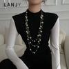 Corrente para Suéter 2021 Tendência Outono e Inverno Camadas Joias de Pérola Estilo Longo Versátil Coreana Colar Decorativo Corrente Feminina