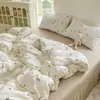 Categoría a Ropa de Cama de Cuatro Piezas de Grado Materno e Infantil para Primavera y Verano Funda Nórdica de Algodón Lavado Puro Juego de 3 Piezas para Estudiante Juego de 4 Piezas con Sábana Ajustable