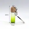 Criativo Novo Cor Degradê Textura de Madeira Tampa Vidro Pequena Garrafa Pingente Óleo Essencial Frasco de Perfume Chaveiro Pingente Colar