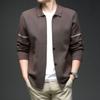 Suéter Yingao Bolsillo Solapa Cardigan Tejido Hombres Otoño e Invierno Nuevo Combinación de Colores Informal Transfronterizo Chaqueta Hombres Venta al por Mayor