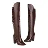 Botas de Cuero para Mujer Otoño e Invierno Talla 34-48, Punta Fina, Tacón Ultra Alto, Slip-On Ligeras, Tacón Grueso, Color Sólido, Botas Altas Versátiles