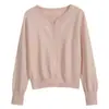 Cardigan de Tricô Cinza Floral Estilo Preguiçoso de Alta Qualidade com Gola Redonda para Mulheres, Novo Modelo para 2026, Jaqueta de Tricô de Botão Único