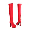 Botas Altas Puntiagudas Nuevas Cremallera Lateral Botas de Baile Tubo de Acero Botas por Encima de la Rodilla Botas de Motociclista Tacones Altos 40-48 Botas de Comercio Exterior