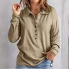 Suéter de color sólido transfronterizo de Amazon para mujer, de un solo pecho, con solapa, manga larga, holgado, casual, para usar debajo, otoño e invierno, Nuevo