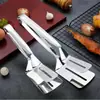 Espátula de fritura espessada e alongada, clipe para bife de aço inoxidável, clipe 2 em 1 para alimentos e churrasco, clipe para fritar peixe, panqueca, cozinha