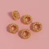 Anillo de Anillo con Agujero Grande de Flor Rosa de Zirconia, Cuentas Sueltas, Color Dorado de 18 Quilates Rellenado, Conservación de Color, Accesorios para Joyería DIY, Materiales para Cuentas