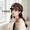 Boina versátil estilo coreano para mulheres, outono e inverno, chapéu octogonal que afina o rosto, chapéu de jornaleiro pintor estilo britânico retrô casual atacado