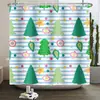 Cortina de Chuveiro de Poliéster Estampa Digital Floco de Neve de Inverno Boêmio Natal Novo para Banheiro