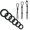 Anéis Penianos Masculinos de Silicone, Anéis de Restrição do Prepúcio Peniano, Brinquedos Sexuais de Retardo, Anéis Penianos Eróticos Vibratórios, Conjunto de 6 Peças