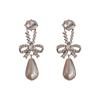 S925 agulha de prata coreano diamante arco pérola cem torre brincos moda feminina leve luxo personalizado simples brincos da moda