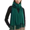 Bufanda Roja Ankla, Gruesa para Otoño e Invierno, Estilo Coreano Versátil, Bufanda de Cachemira Sintética, Chal Cálido de Color Sólido con Borlas para Reuniones Anuales