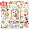 Compra direta internacional de 50 adesivos com tema de casamento e designs florais românticos para decoração de cena de noivos e materiais de scrapbook
