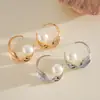 Pendientes Metálicos Redondos Europeos y Americanos de Perlas Artificiales con Rayas Retorcidas, Pendientes de Moda Transfronterizos, Pendientes Personalizados de Gama Alta