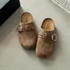 Estilo Old Money Clogs de Cuero Suave Birkenmuller Suela Suave Antideslizante Slip-On Marrón Retro Versátil Para Ir al Trabajo Persona Perezosa Punta Cerrada Medio Zapato