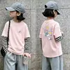 Nueva Camiseta de Manga Larga Rayada para Niñas Primavera y Otoño 2026 Ropa Interior Básica para Niños Top para Niñas Talla Mediana y Grande Top Estampado para Niños