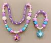 Collar Pulsera Cadena de Suéter de Princesa Congelada de Dibujos Animados para Niños Nuevo Regalo de Año Nuevo Navidad Set de Regalo de Cumpleaños