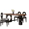 Nueva Mesa de Comedor Retro de Madera Maciza Estilo Francés, Forma Ovalada, Adecuada para Hogares Pequeños, Mesa de Comedor y Escritorio Integrados para Sala de Estar Estilo Antiguo Negro