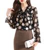 2024 Patchwork Volante Reductor de Edad Top de Gasa Floral para Mujer Principios de Primavera Nuevo Sentido del Diseño Camisa con Cinta Marea