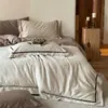 Clase A Estilo Minimalista Moderno Lujo Ligero Todo Algodón Sensación de Aire Algodón Puro Funda Nórdica Sábana Ropa de Cama Juego de Cuatro Piezas Jacquard de Alta Gama Ropa de Cama
