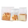 Bolsa para tostadas sellada por ocho lados de grado alimenticio directa de fábrica papel de algodón blanco ventana transparente sello de alambre de hierro puede imprimir logo