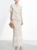 Conjunto plisado único, hermoso e impresionante para mujer de alta gama, un conjunto completo de dos piezas que consta de un cárdigan y una falda