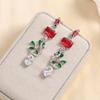 Aretes de Moda Transfronteriza Europea y Americana Temperamento Largos Flor Diseño de Zirconia Degradada Sentido del Diseño Aretes de Aguja de Plata s925 para Mujer