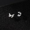 Nalan Plata de ley S925 fresca y dulce estilo ins diseño nicho con aretes de mariposa luna de diamante M06497